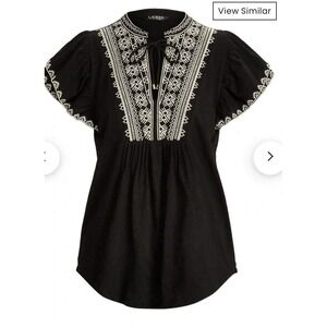 Lauren‎ Ralph Lauren black Label Womens Flutter Sleeve Black XXS